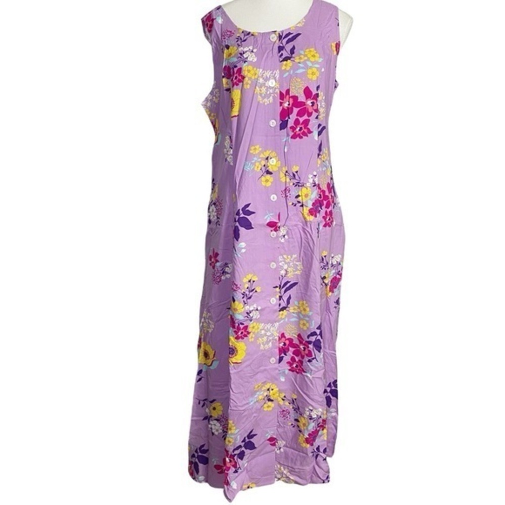 Blair Lavender Floral Maxi Sleeveless Button Down Dress NWT